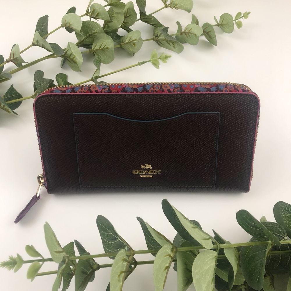 Coach Floral Accordion Zip Wallet With Edge Paint